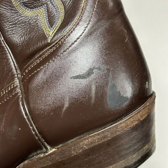 Justin cowboy boots Brown leather Men’s size 9.5 D Style 1418 Western USA main image 9